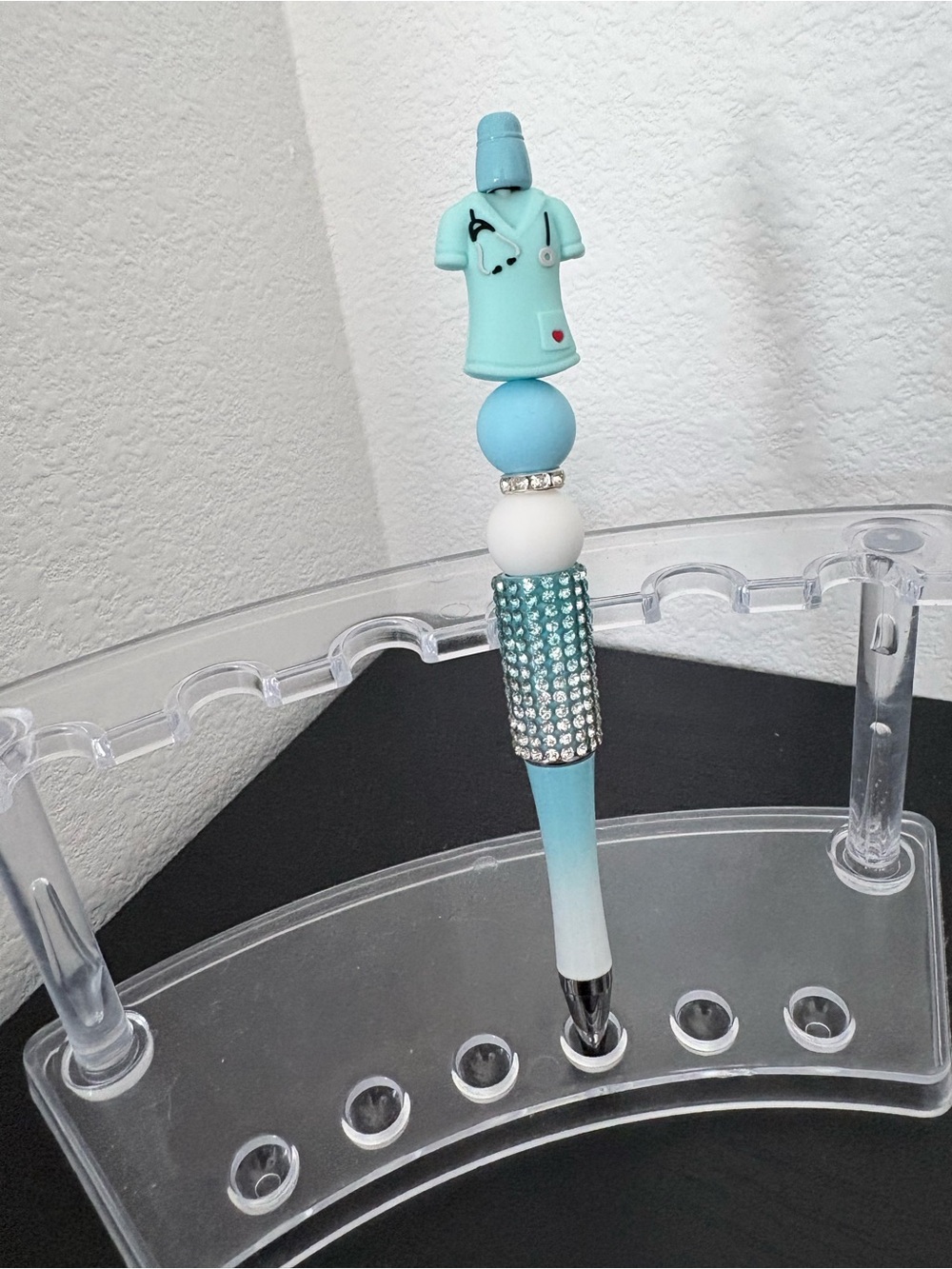 Handcrafted nurse rhinestone beaded pen